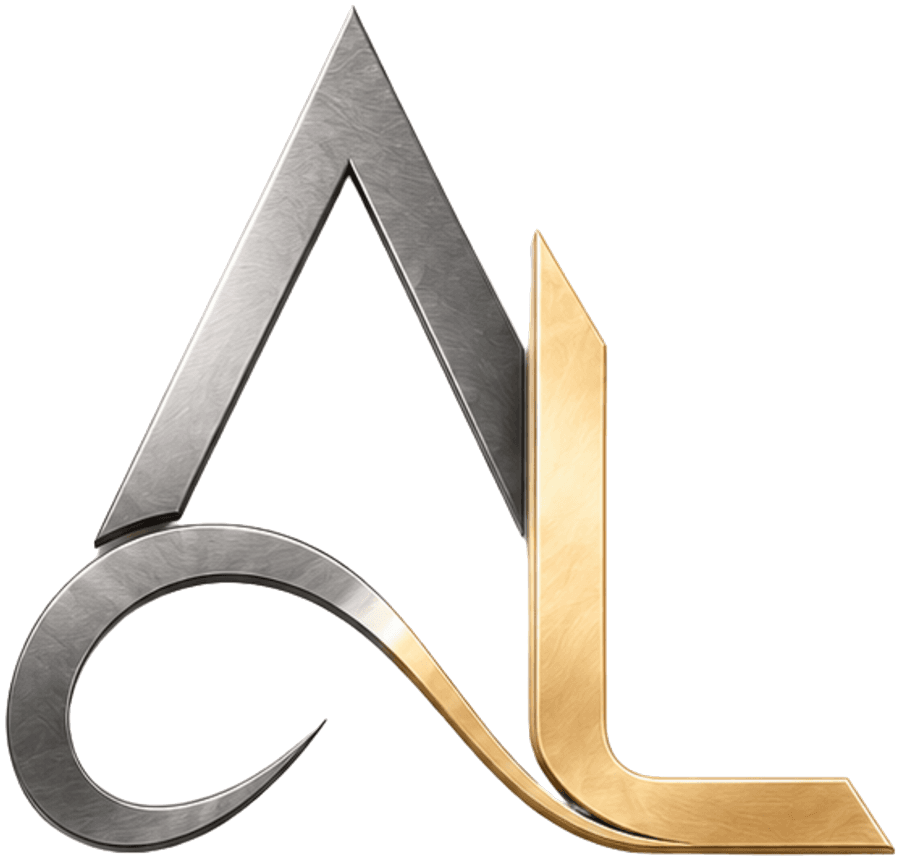 Anahat monogram — a brushed silver A fused with a gold L